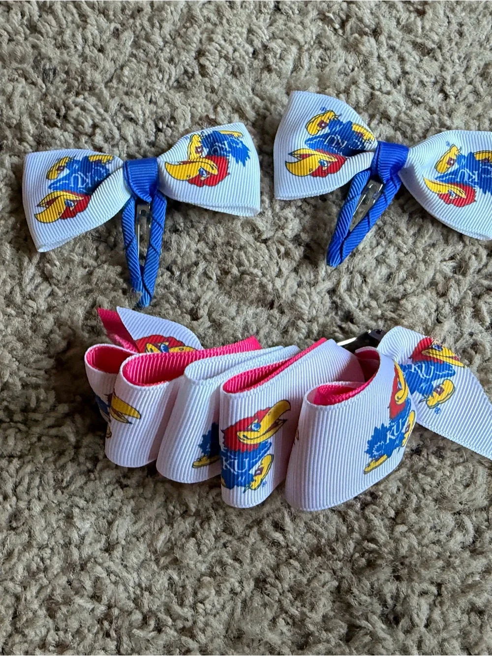 Kansas Jayhawks KU Girls Hair Bows Set Of 3